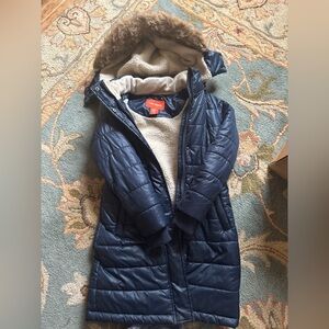 Excellent condition M 7-8 Joe Fresh Kid Girl Navy Blue Puffer warm Winter Jacket